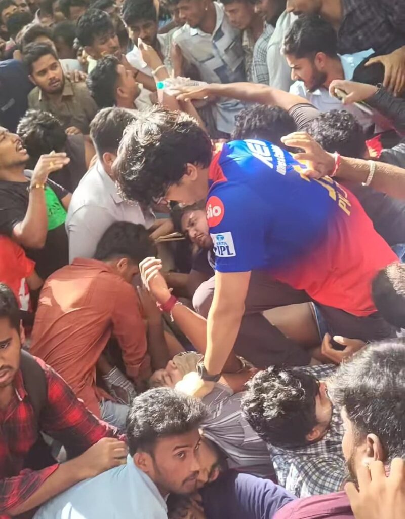 Deadly chaos unfolds at Chinnaswamy Stadium fans crushed.
