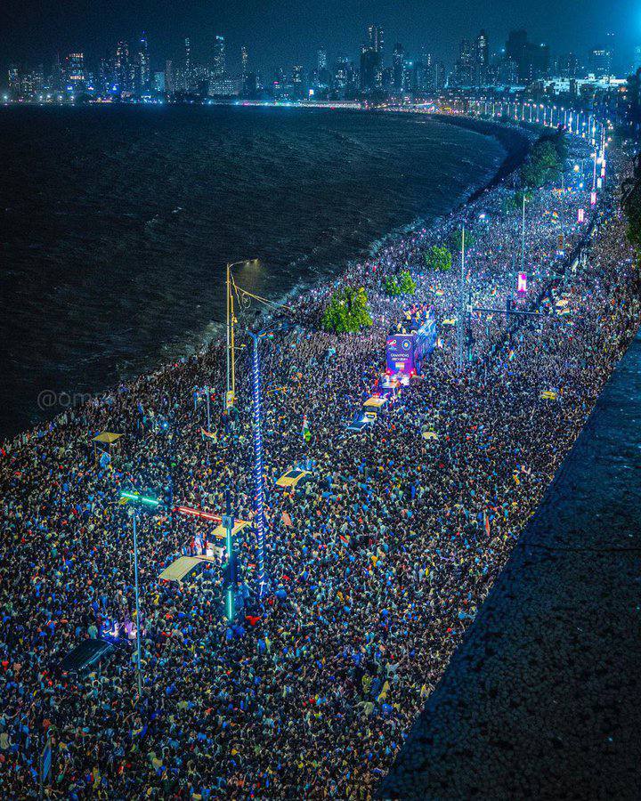 Thousands of fans crowd Marine Drive in Mumbai to celebrate India's 2024 T20 World Cup win