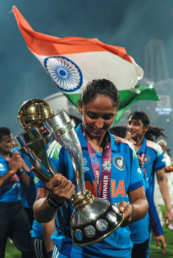 Indian Captain Harmanpreet Kaur with World Cup Trophy!